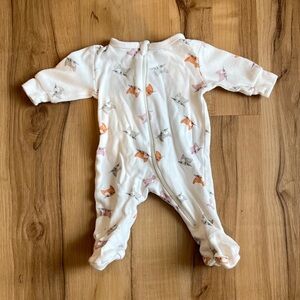 100% Cotton White Footed Baby One-Piece with Pink & Orange Cat Print 🐱
